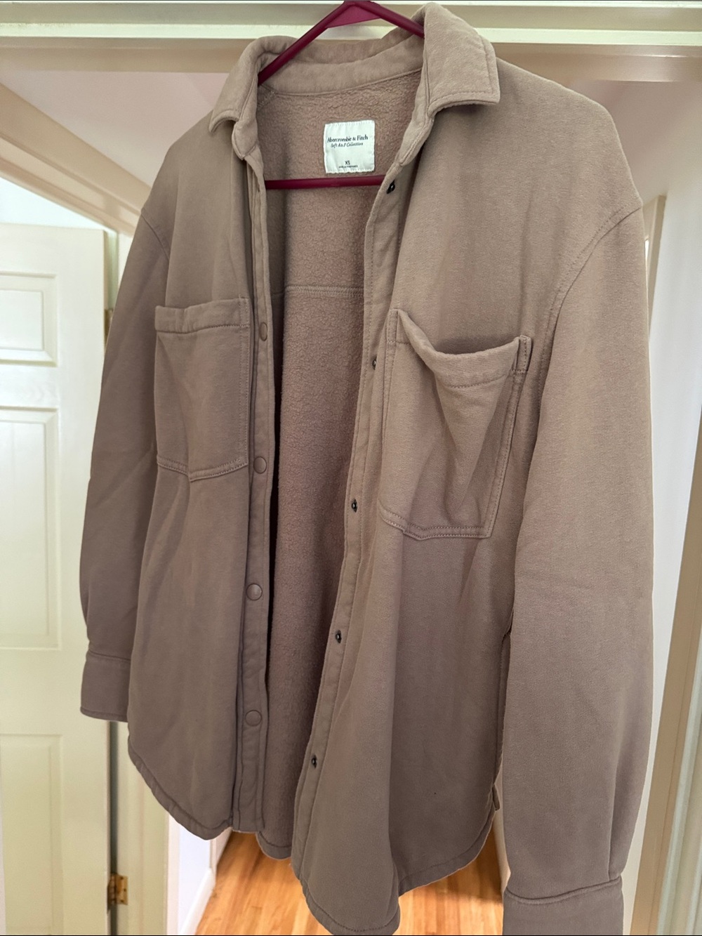 Abercrombie & Fitch Taupe Button-Front Shacket
